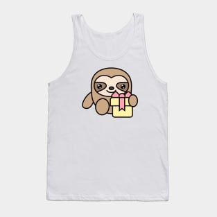 Cute sloth with a gift in his hands. Tank Top